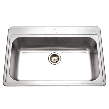 Houzer Premiere Gourmet Series Topmount Stainless Steel 1-Hole Large Single Bowl Kitchen Sink Kitchen Sink - Topmount Houzer